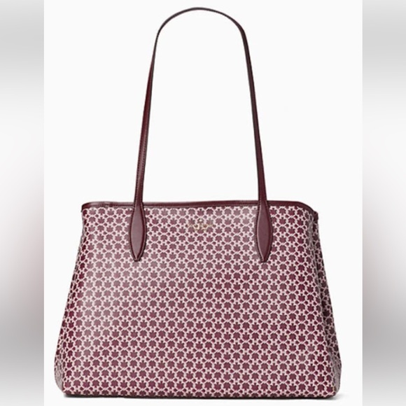 KATE SPADE ♠️ New York MAROON MULTI SPADE LINK TOTE BAG 🌟LIKE NEW🌟 - Picture 16 of 17